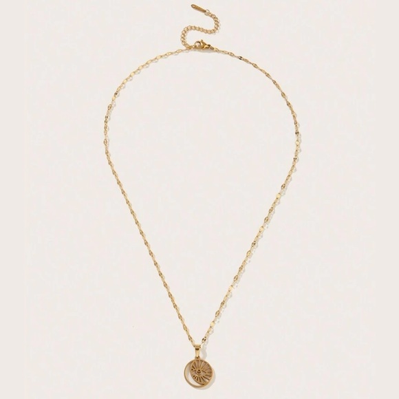Eye See the Sky Eye of Ra Egyptian Sun Crescent Moon Yin Yang Celestial Necklace - Picture 6 of 12